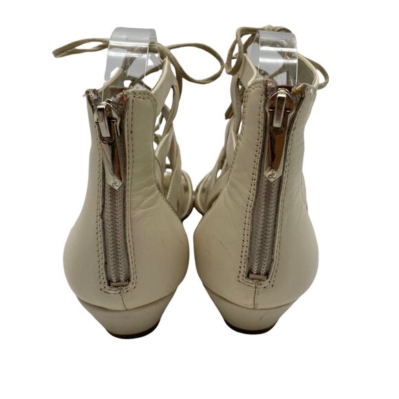 Sam Edelman Dawson Beige Leather Low Wedge heel Ghillie Sandal Women's Sz 7.5 M - Picture 5 of 13
